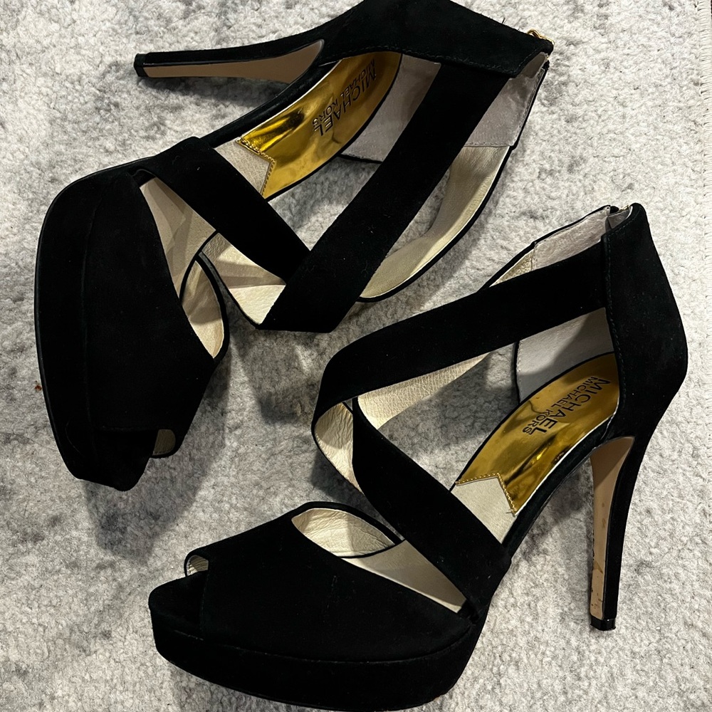 Michael Kors black suede heels